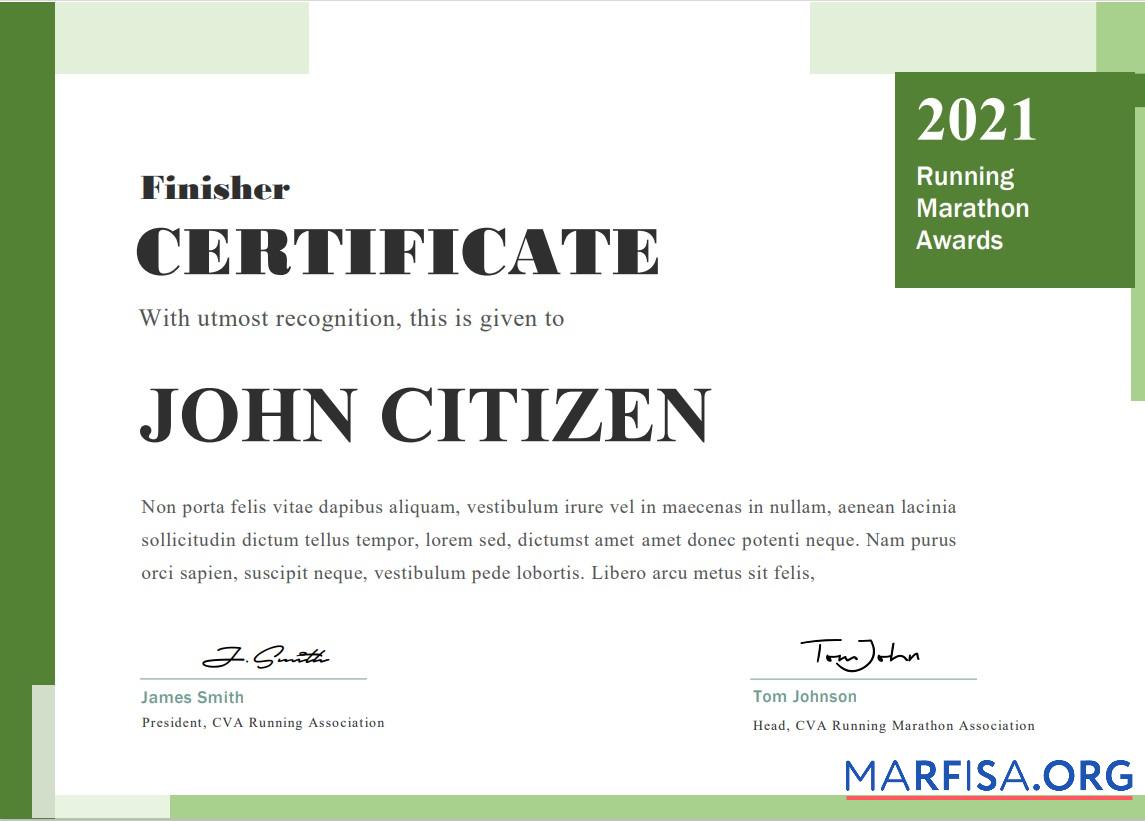 Blank USA Running Award cert template